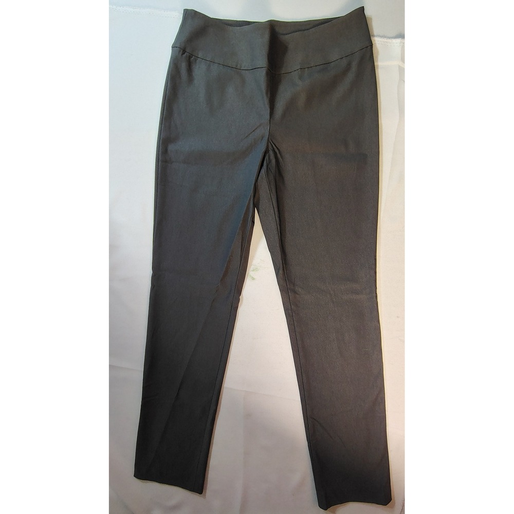NIC+ZOE Wonderstretch Charcoal Gray Straight Leg Pull On Career Trousers Women 4